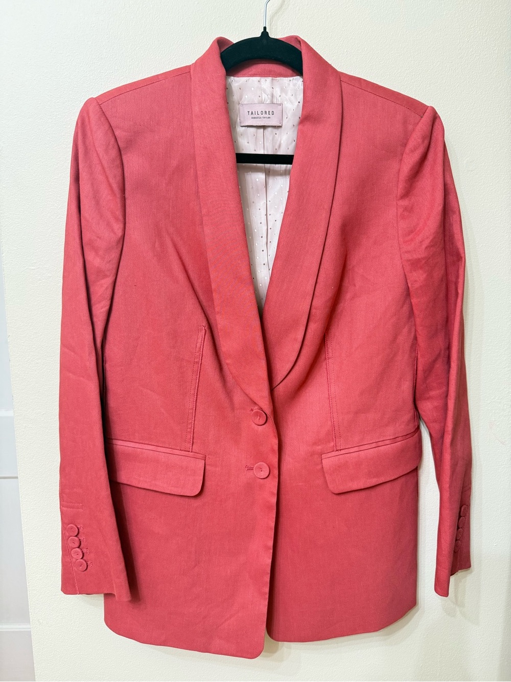 Rebecca Taylor 6 Coral Blazer Shawl Lapel Professional Office Feminine Colorful